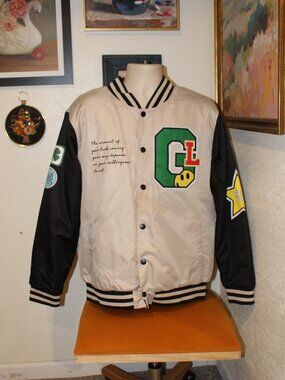 Rue21 Good Luck Varsity Bomber Jacket Large Graphic Patch